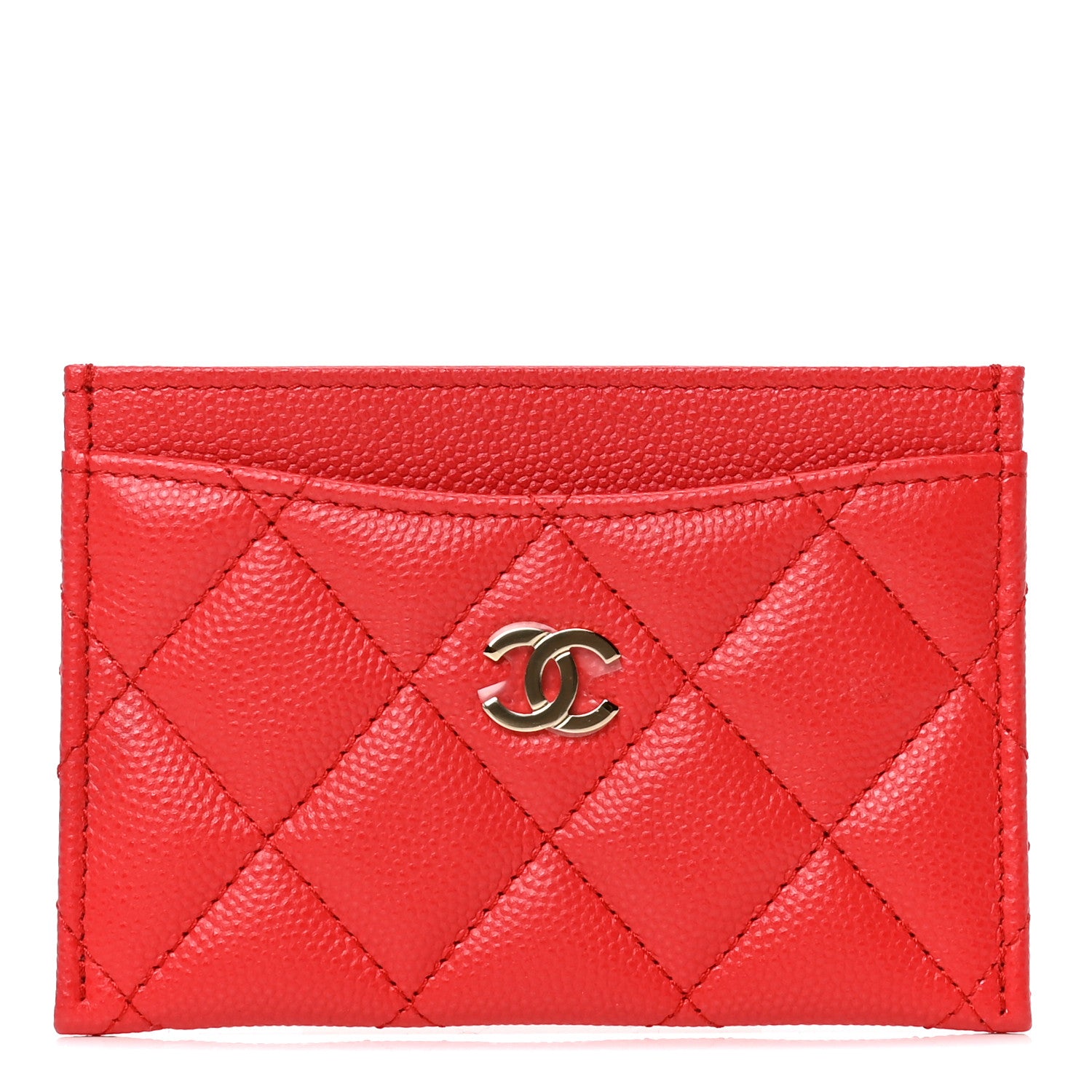 Chanel Caviar Quilted Card Holder Red 1 of 4