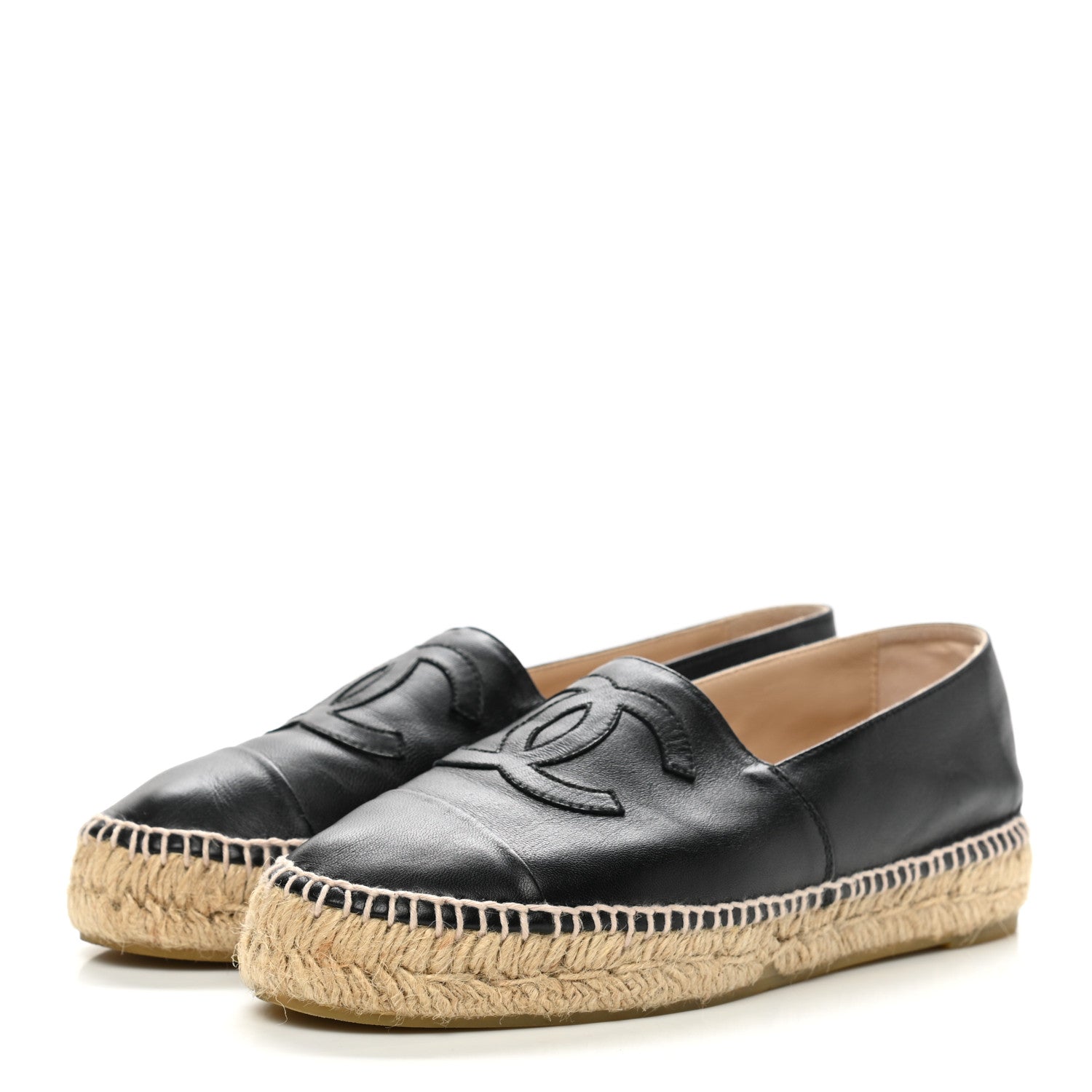 Chanel Lambskin CC Espadrilles 37 Black 3 of 10