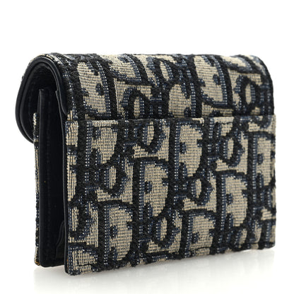 Christian Dior Oblique Saddle Card Holder Blue 3 of 6