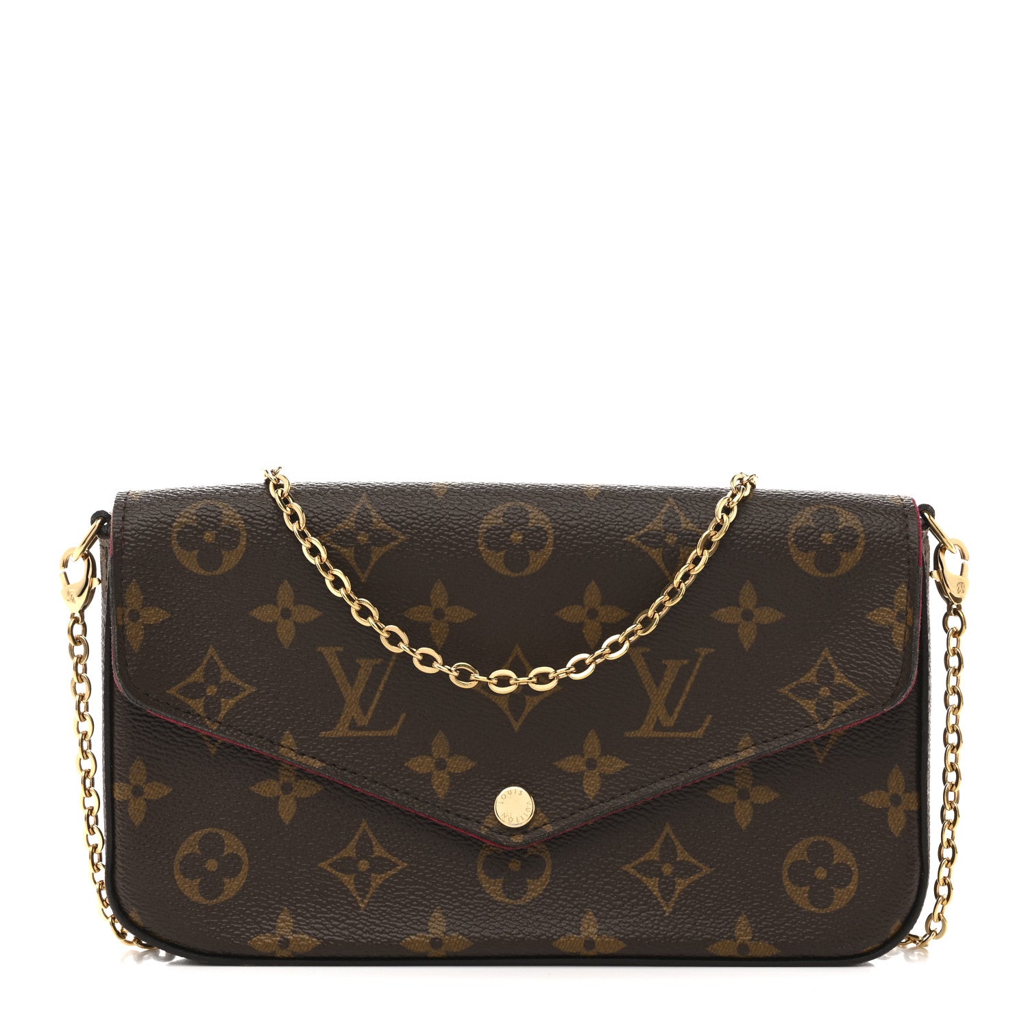 Louis Vuitton Monogram Pochette Felicie Chain Wallet Fuchsia 1 of 16
