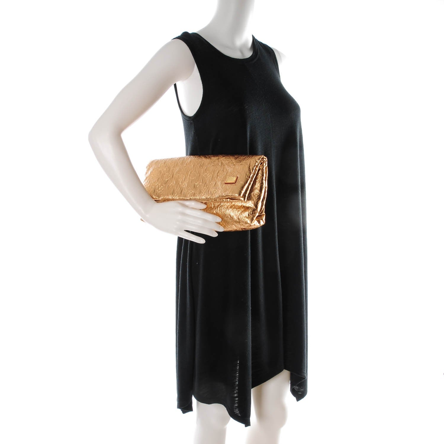 Louis Vuitton Jacquard Quilted Monogram Limelight Clutch MM Gold 2 of 7
