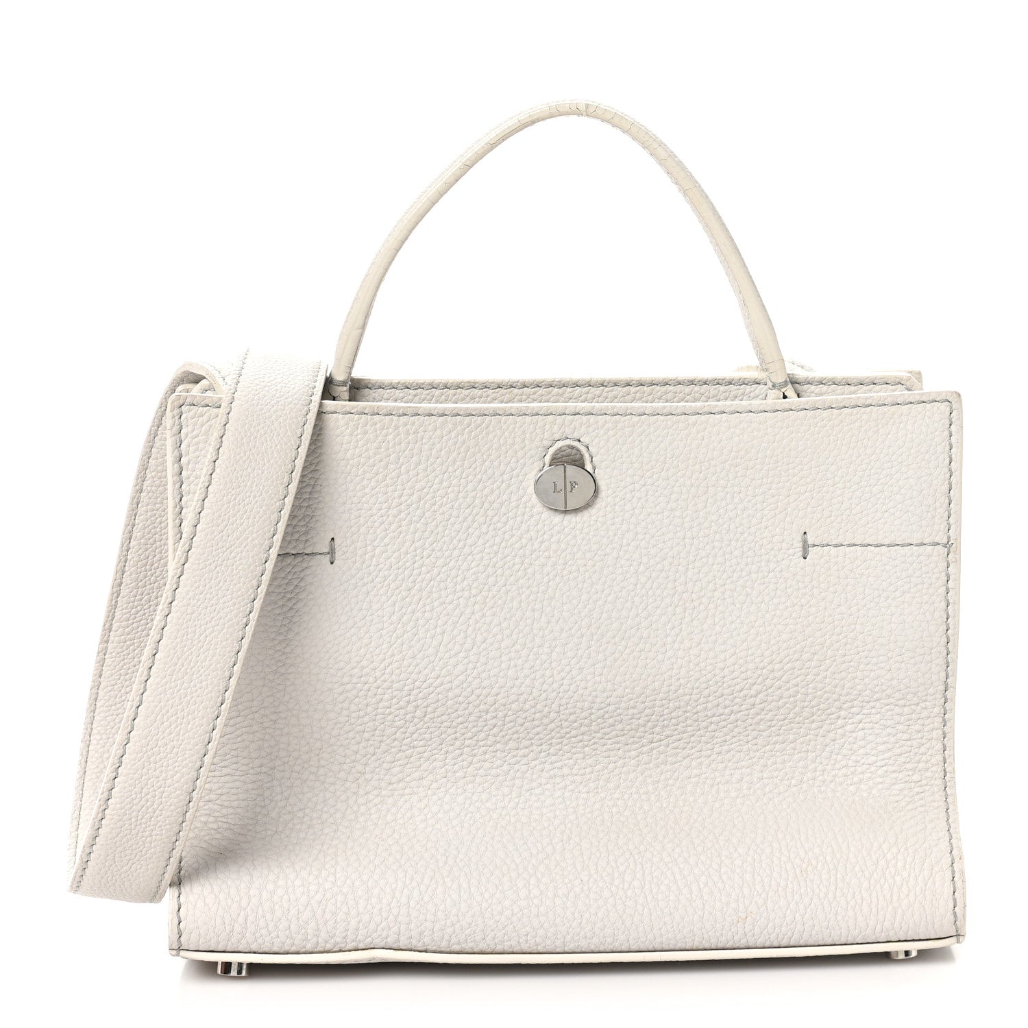 Loro Piana Grained Calfskin Cluisee Petite Odessa Shoulder Bag Grey 1 of 11