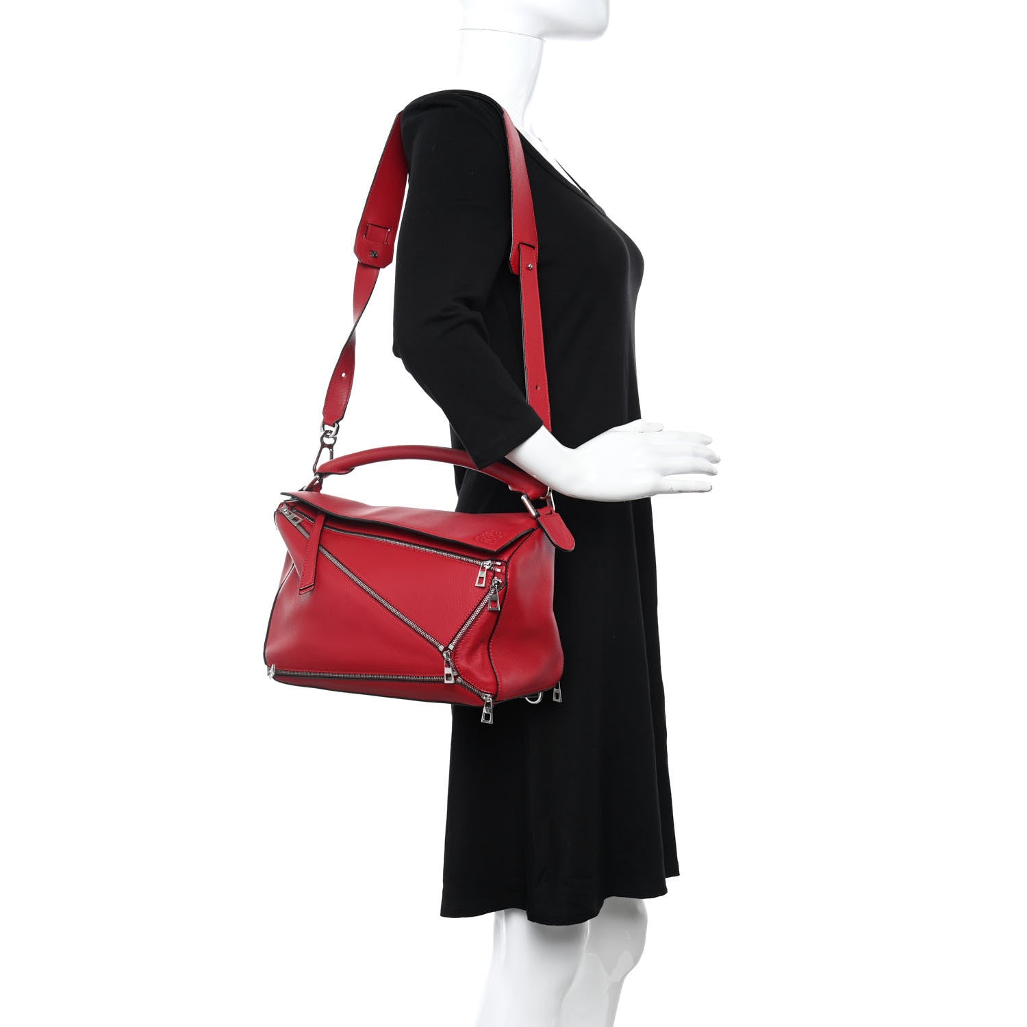 Loewe Calfskin Zipper Puzzle Bag Red 2 of 9