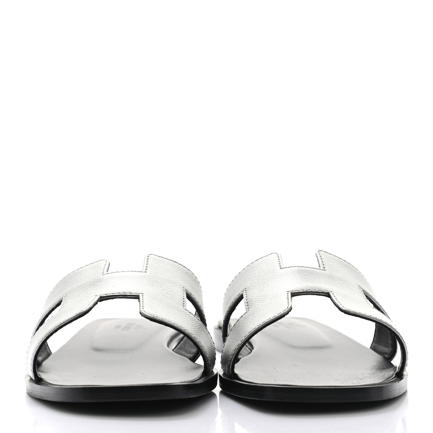 Hermes Metallic Epsom Oran Sandals 37.5 Gris Argente 2 of 12
