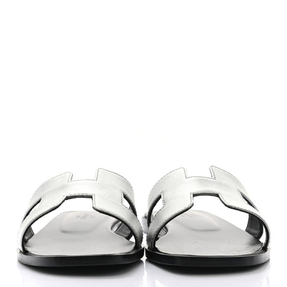 Hermes Metallic Epsom Oran Sandals 37.5 Gris Argente 2 of 12