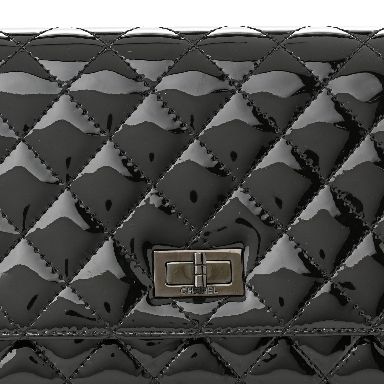 Chanel Patent Calfskin Quilted Reissue 2.55 Clutch So Black 8 of 11