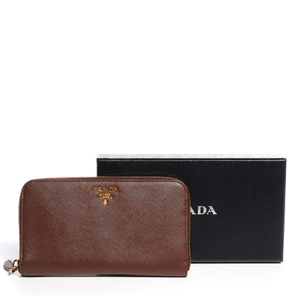 Prada Saffiano Metal Zip Around Wallet Cacao 6 of 10