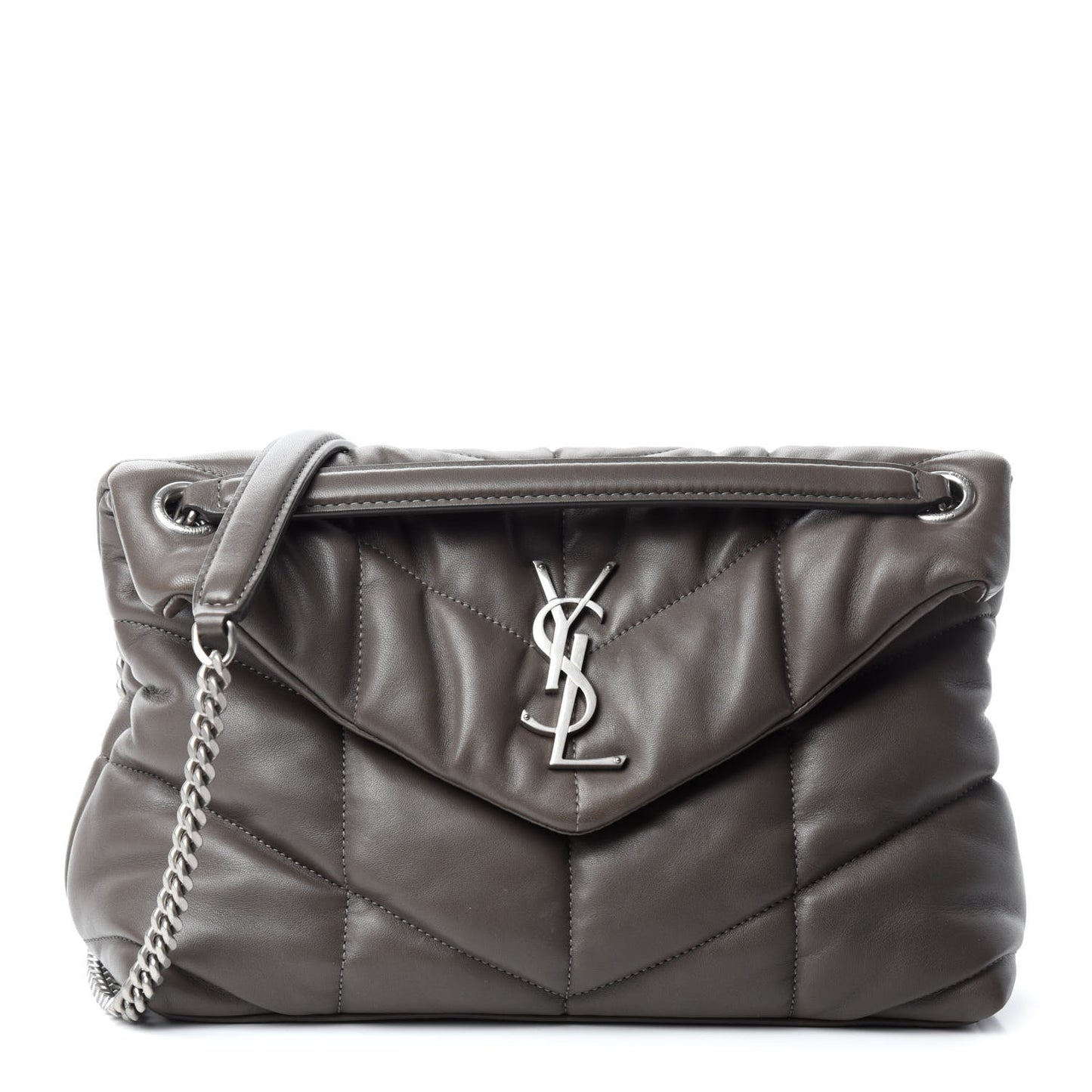 Lambskin Quilted Small Loulou Puffer Monogram Chain Satchel Concrete