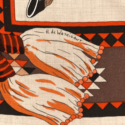 Hermes Cashmere Silk Les Chevaux Qataris Shawl 140 6 of 6