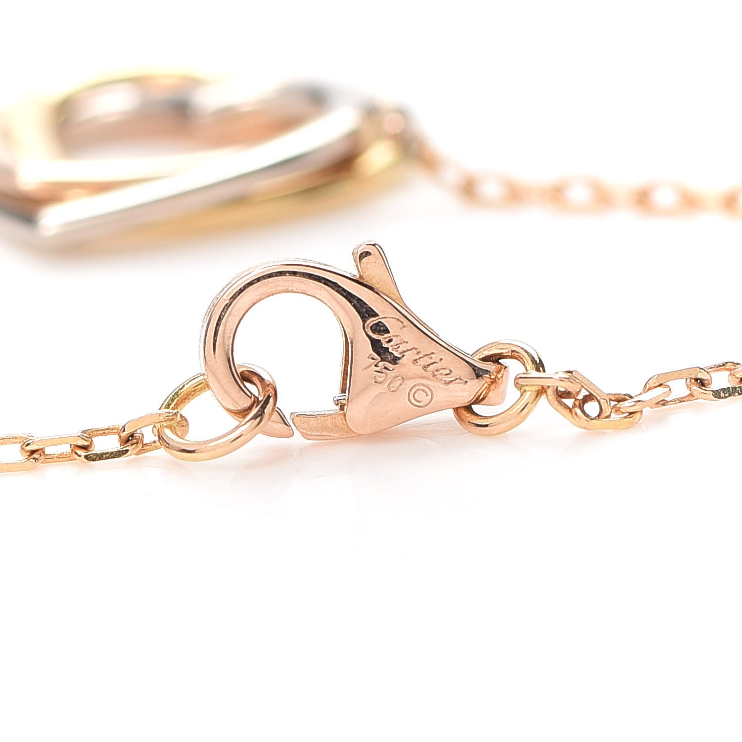 Cartier 18K Pink Yellow White Gold Trinity Heart Bracelet 4 of 5