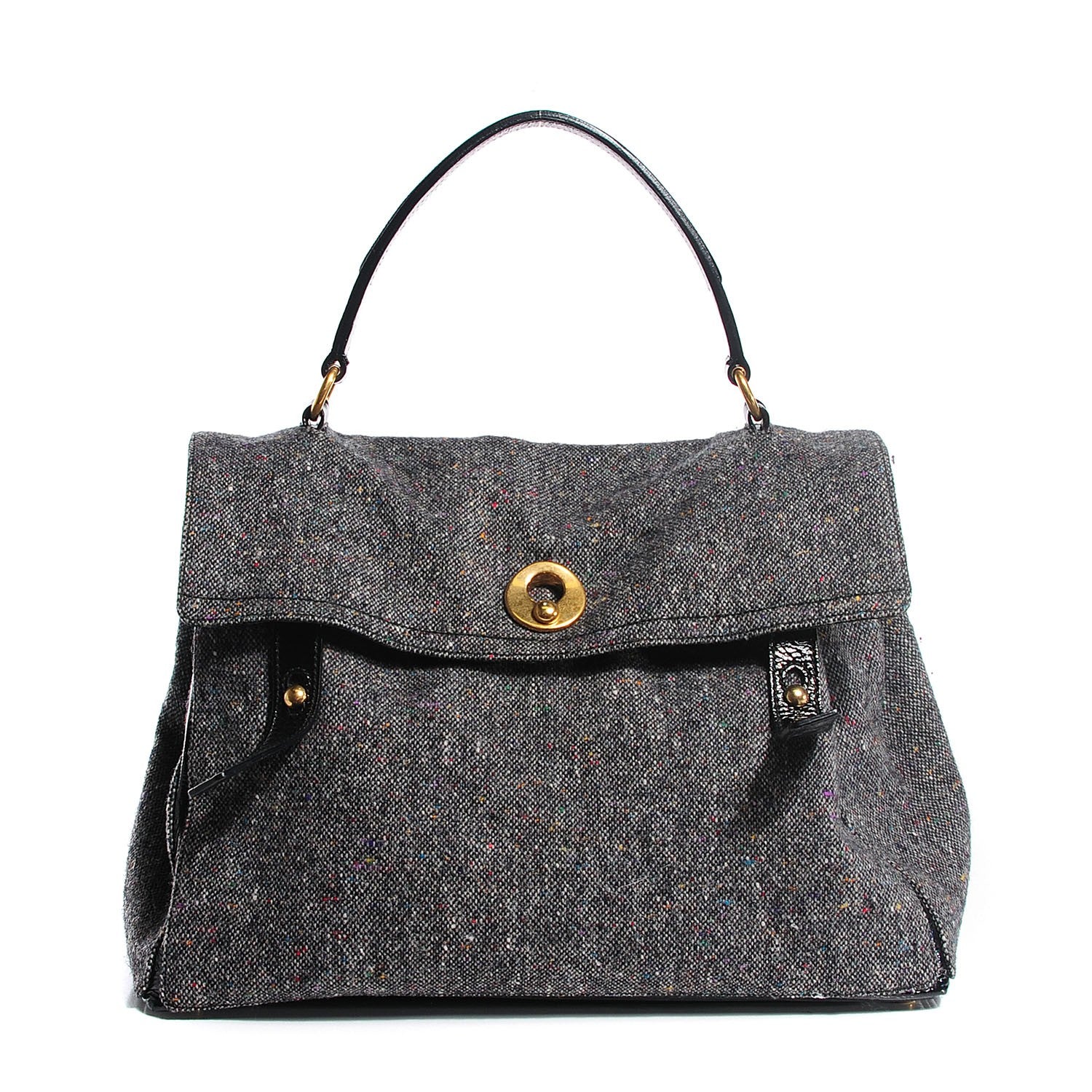 Saint Laurent Patent Tweed Large Muse Two Grey Black 1 of 7
