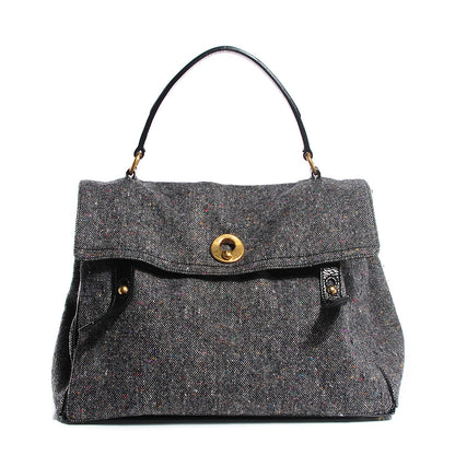 Saint Laurent Patent Tweed Large Muse Two Grey Black 1 of 7