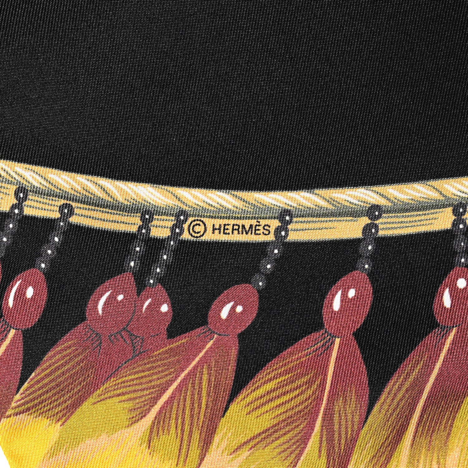 Hermes Silk Brazil Maxi Twilly Black Kaki Vieil 3 of 4