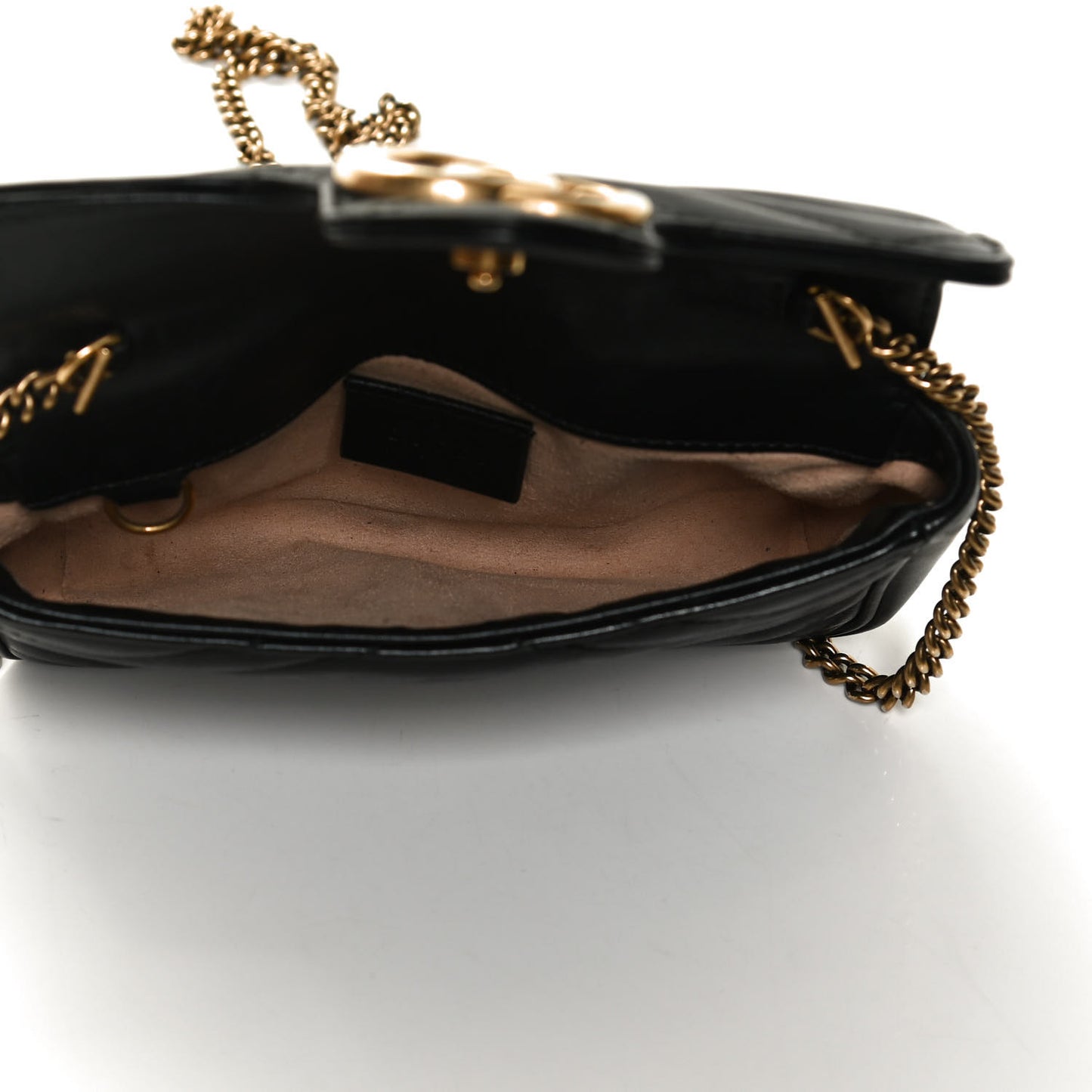 Calfskin Matelasse Super Mini GG Marmont Shoulder Bag Black