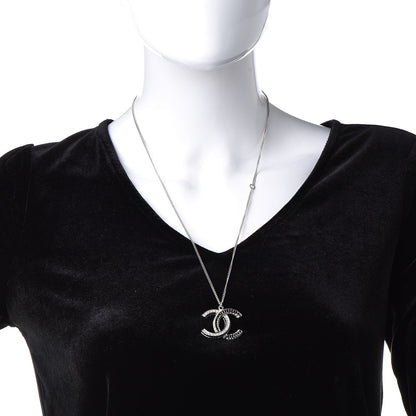 Chanel Baguette Crystal Large CC Necklace Silver Black 2 of 5