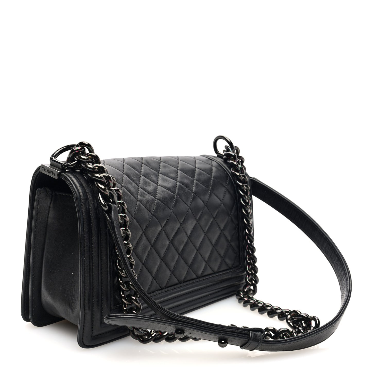Calfskin Quilted Medium Boy Flap So Black