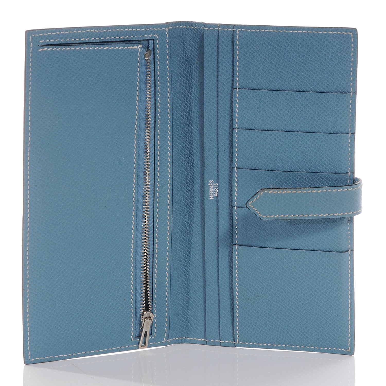 Hermes Epsom Leather Bearn Wallet Blue Jean 6 of 8