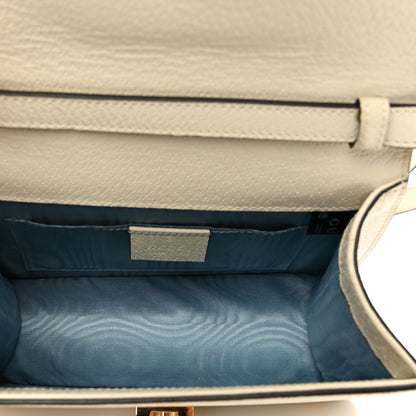 Gucci Textured Calfskin Bee Star Print Mini Sylvie Top Handle Bag Mystic White 6 of 10