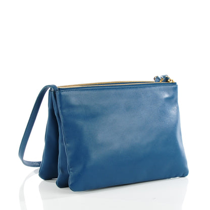 Celine Lambskin Large Trio Crossbody Metallic Blue 2 of 10