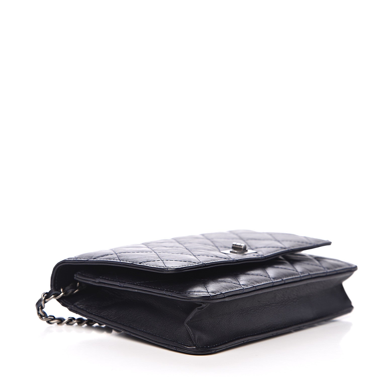 Chanel Aged Calfskin Quilted Reissue Wallet On Chain WOC Navy 3 of 10
