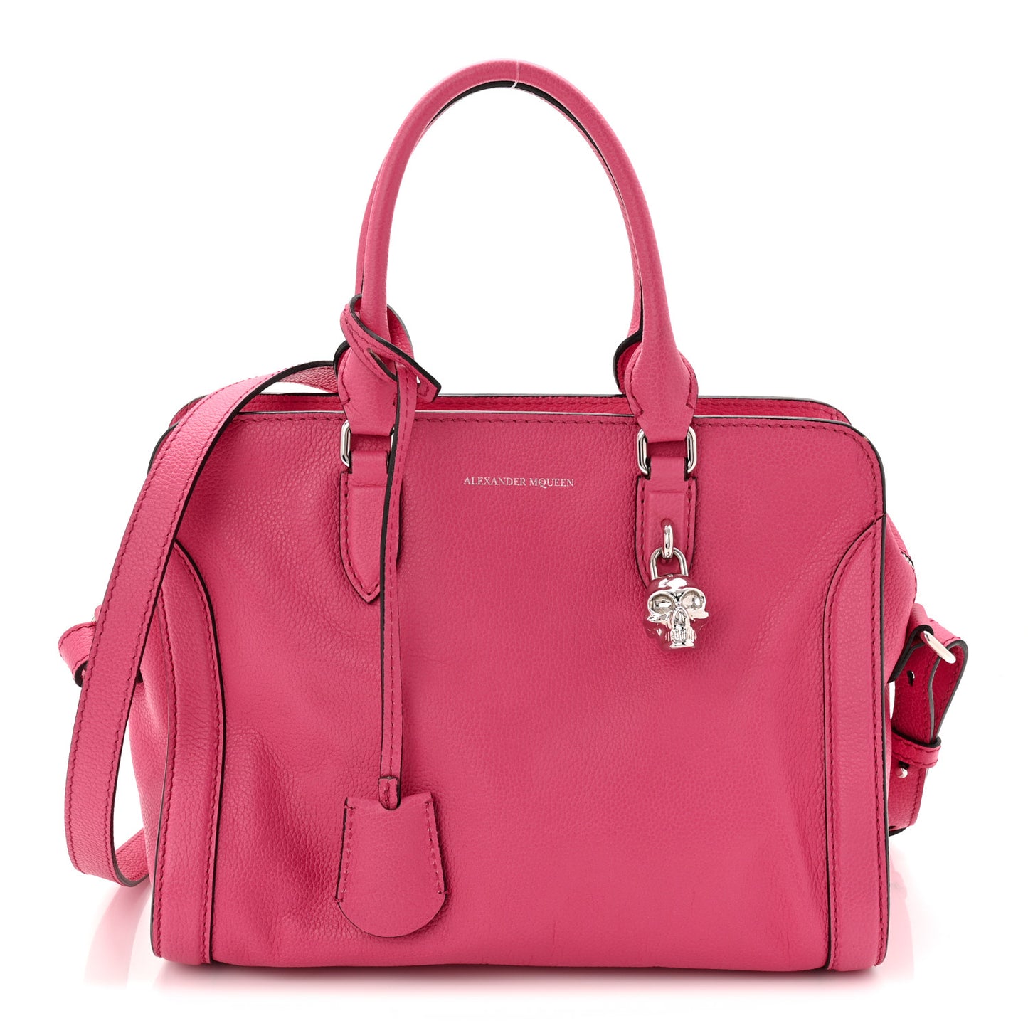 Pebbled Calfskin Small Skull Padlock Zip Around Tote Bouganville