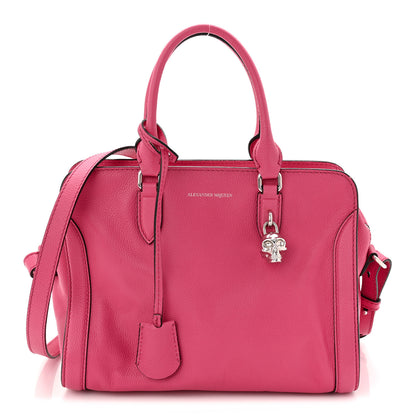 Alexander McQueen Pebbled Calfskin Small Skull Padlock Zip Around Tote Bouganville 1 of 12