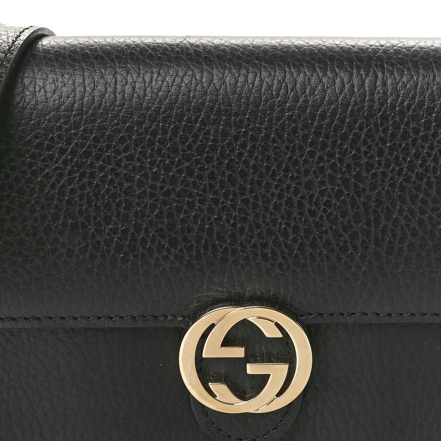 Gucci Dollar Calfskin Interlocking G Chain Wallet Black 7 of 9