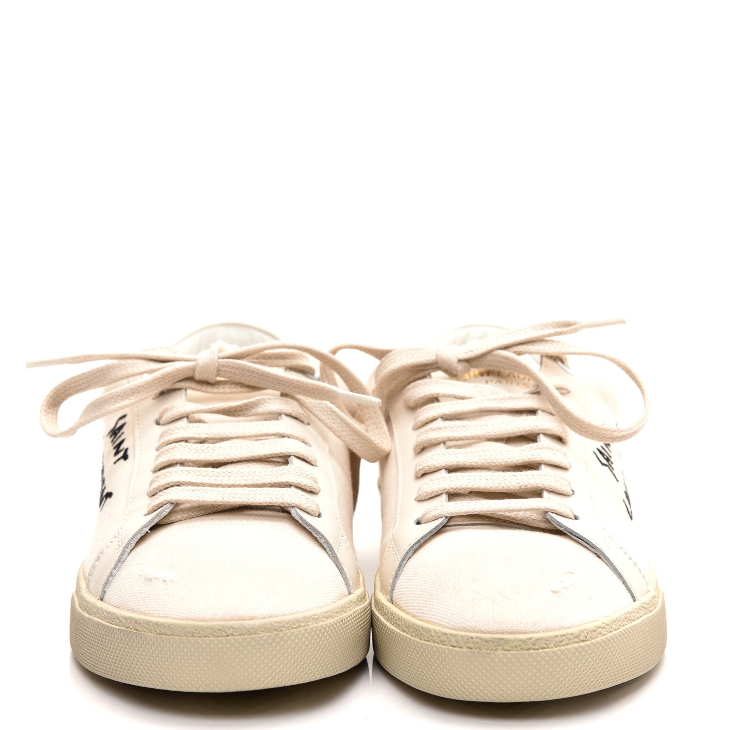 Saint Laurent Distressed Canvas Mens Elba Light Alpha Sigma Sneakers 39 White 3 of 8