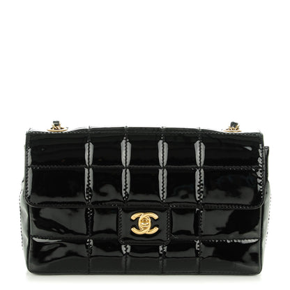 Chanel Patent Quilted Medium Chocolate Bar Flap Black 1 of 8