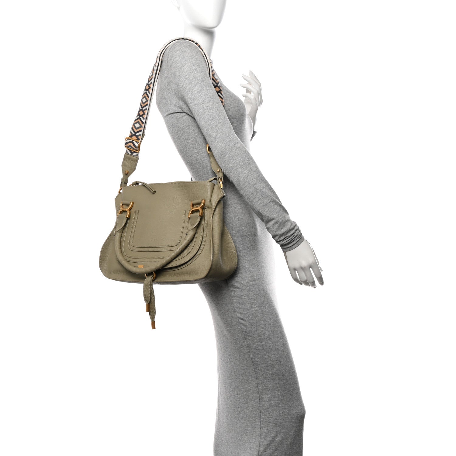 Chloe Calfskin Braided Medium Marcie Double Carry Slate Green 2 of 10