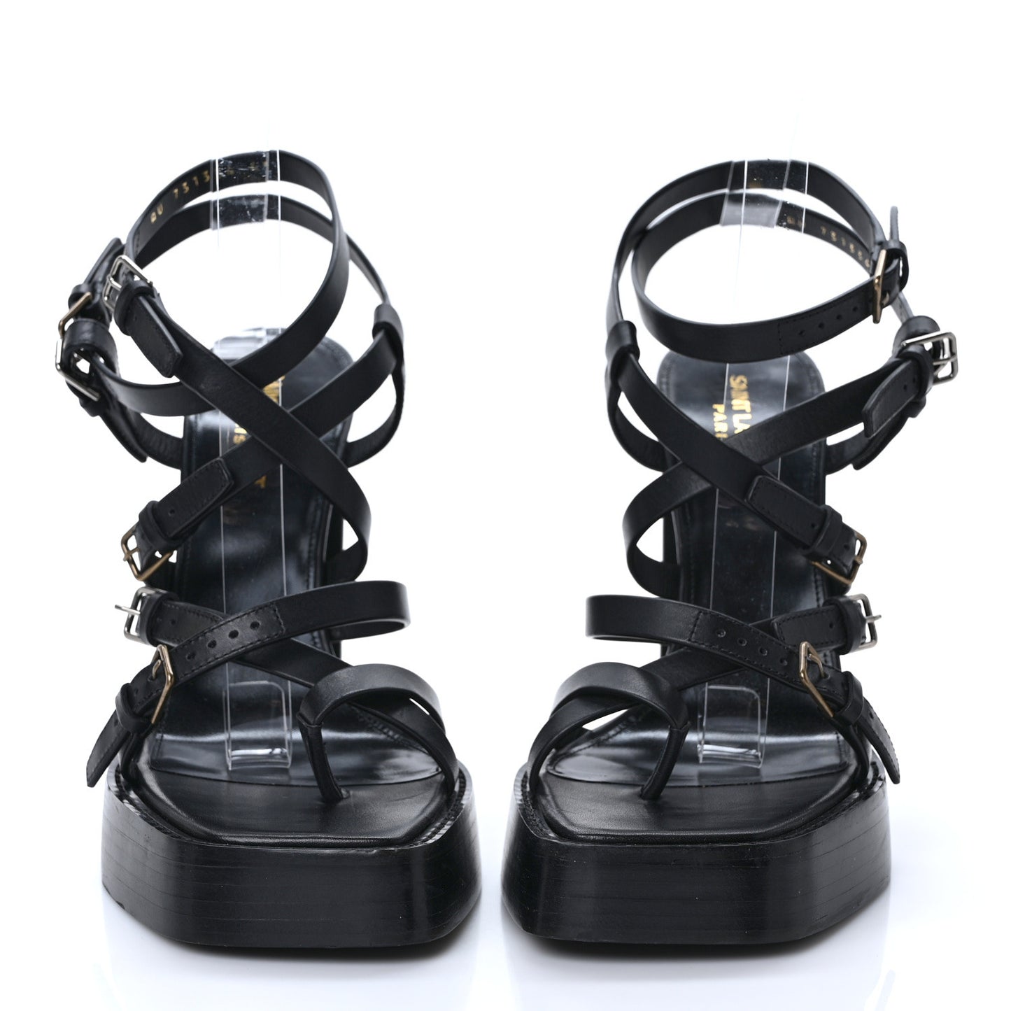 Calfskin 105 Platz Platform Sandals 41 Black