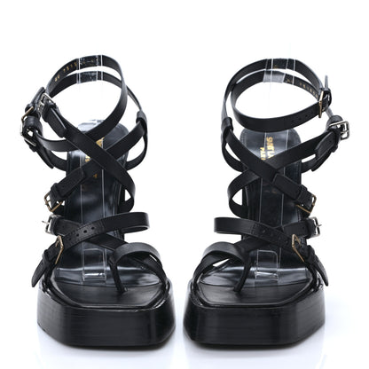 Saint Laurent Calfskin 105 Platz Platform Sandals 41 Black 2 of 8