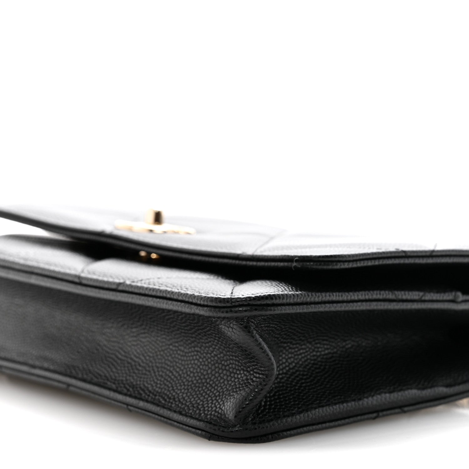 Chanel Shiny Caviar Quilted Turnlock Top Handle Wallet On Chain WOC Black 10 of 11