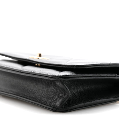 Chanel Shiny Caviar Quilted Turnlock Top Handle Wallet On Chain WOC Black 10 of 11