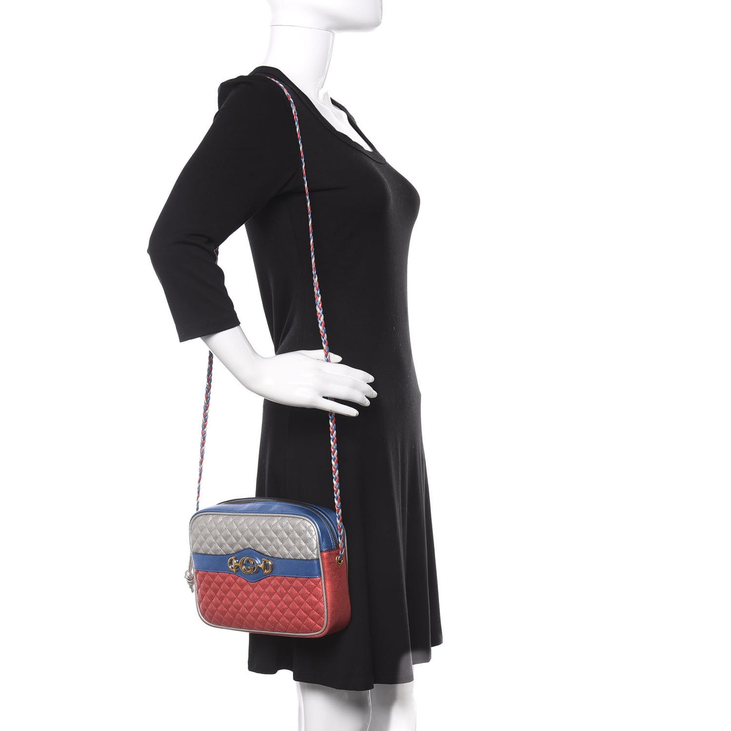 Laminated Nappa Trapuntata Small Zumi Shoulder Bag Rosso Marine Argento
