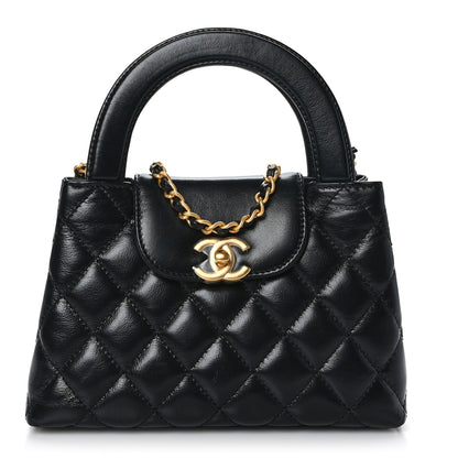 Chanel Shiny Aged Calfskin Quilted Nano Kelly Shopper Black 1 of 9