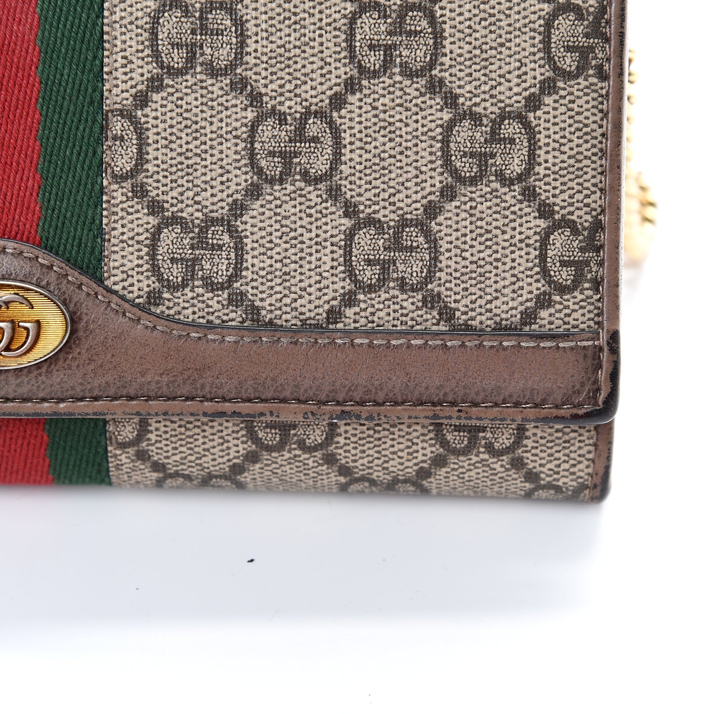 GG Supreme Monogram Web Ophidia Wallet On Chain Brown