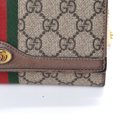 Gucci GG Supreme Monogram Web Ophidia Wallet On Chain Brown 13 of 15