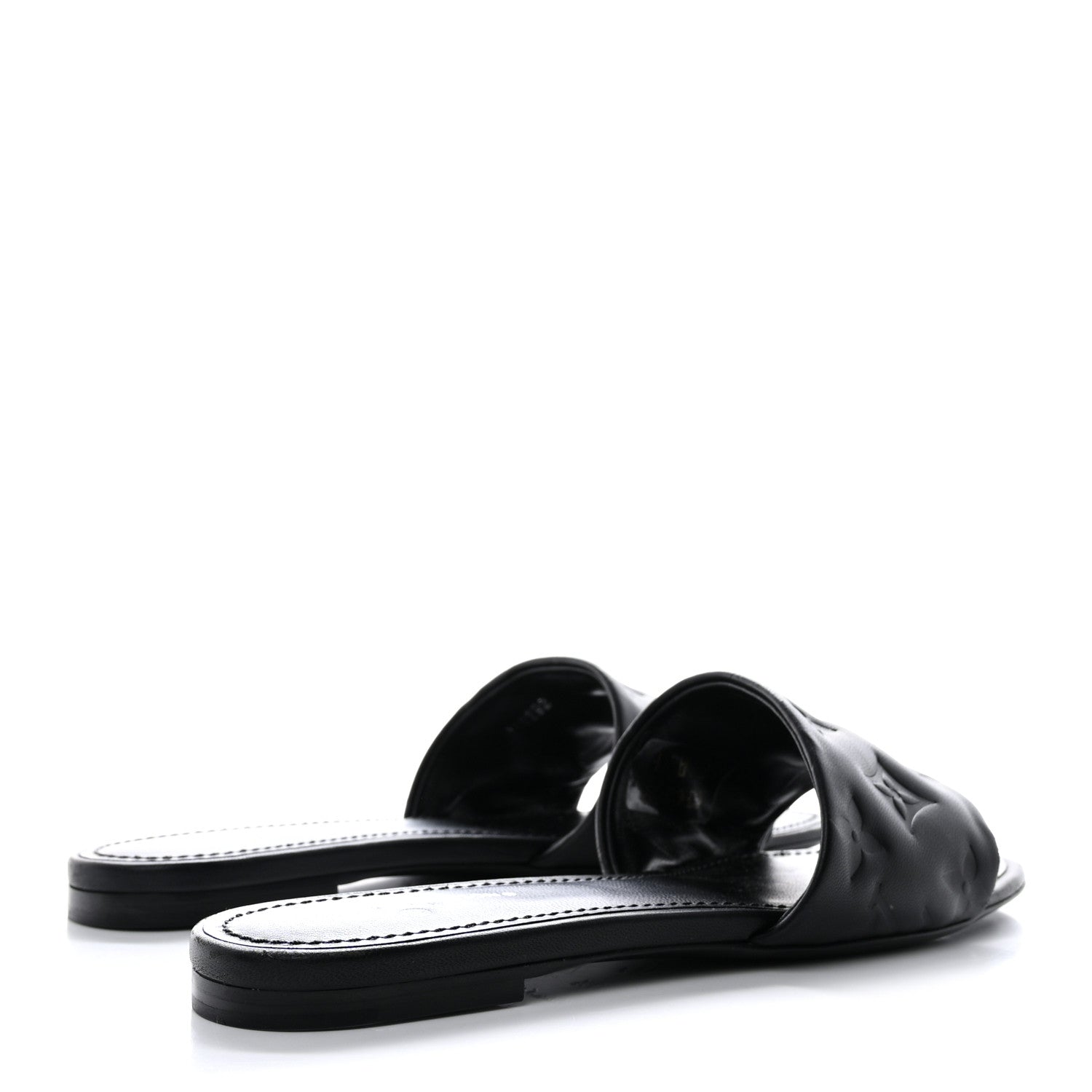 Louis Vuitton Lambskin Embossed Monogram Revival Flat Mules 37.5 Black 4 of 9