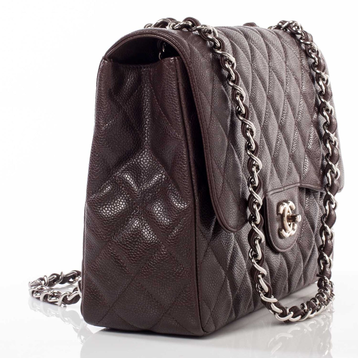 Caviar Jumbo Flap Dark Brown