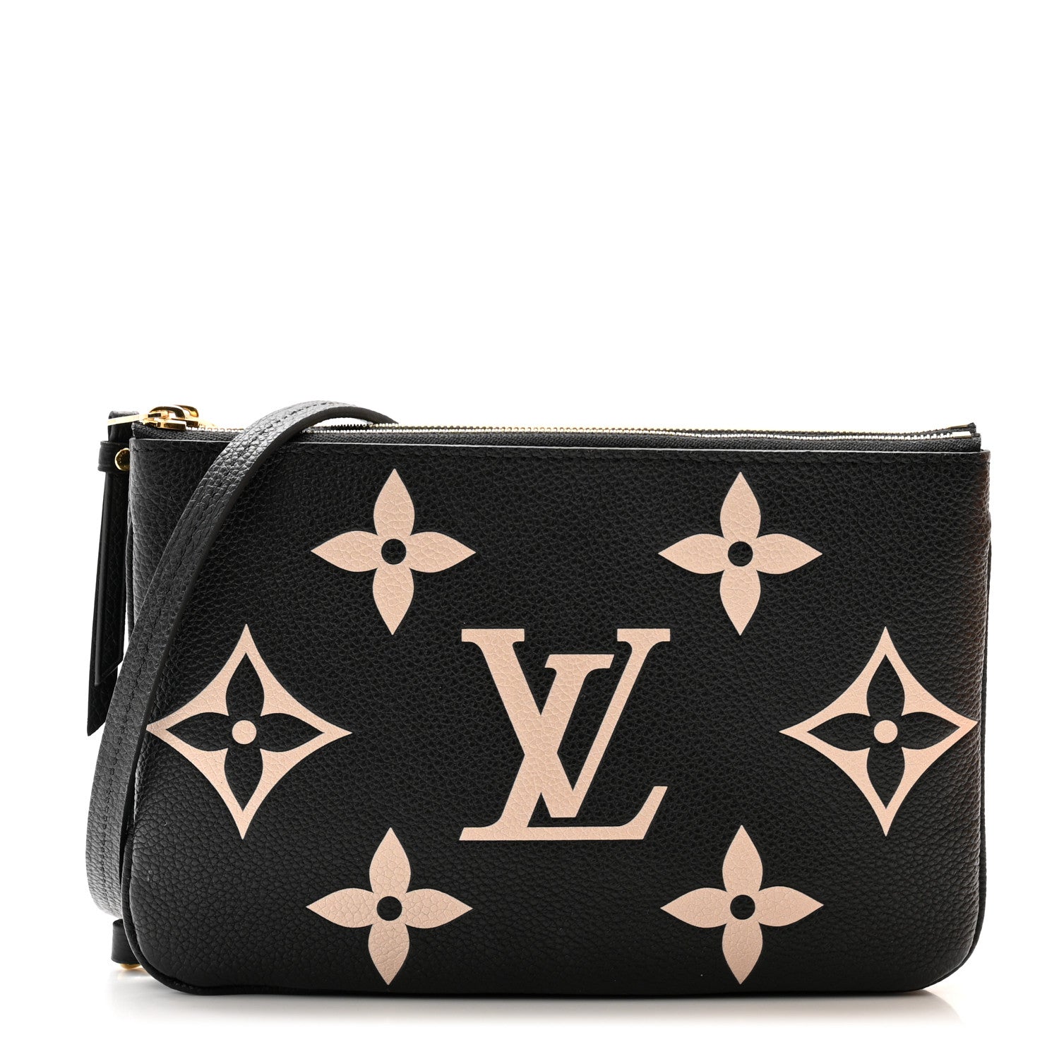 Louis Vuitton Empreinte Monogram Giant Double Zip Pochette Black Cream 1 of 12