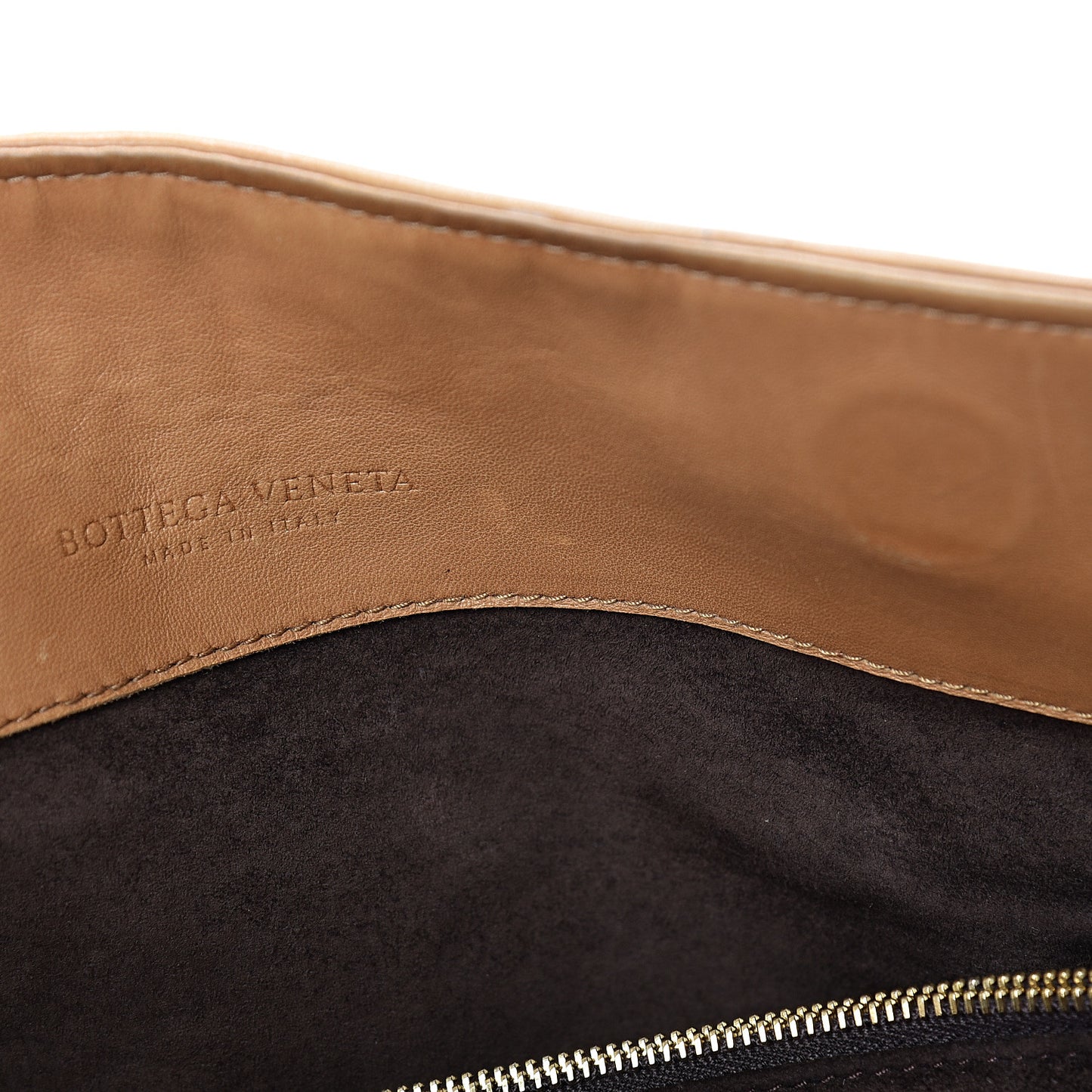 Nappa Intrecciato Shoulder Bag Camel