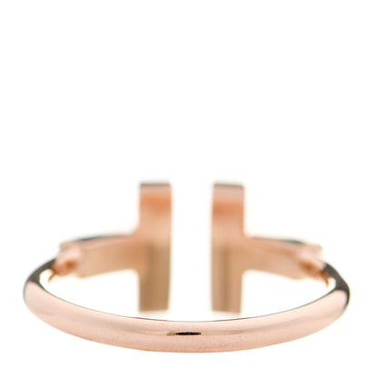 Tiffany 18K Rose Gold Diamond Mother of Pearl T Wire Ring 53 6.5 3 of 6