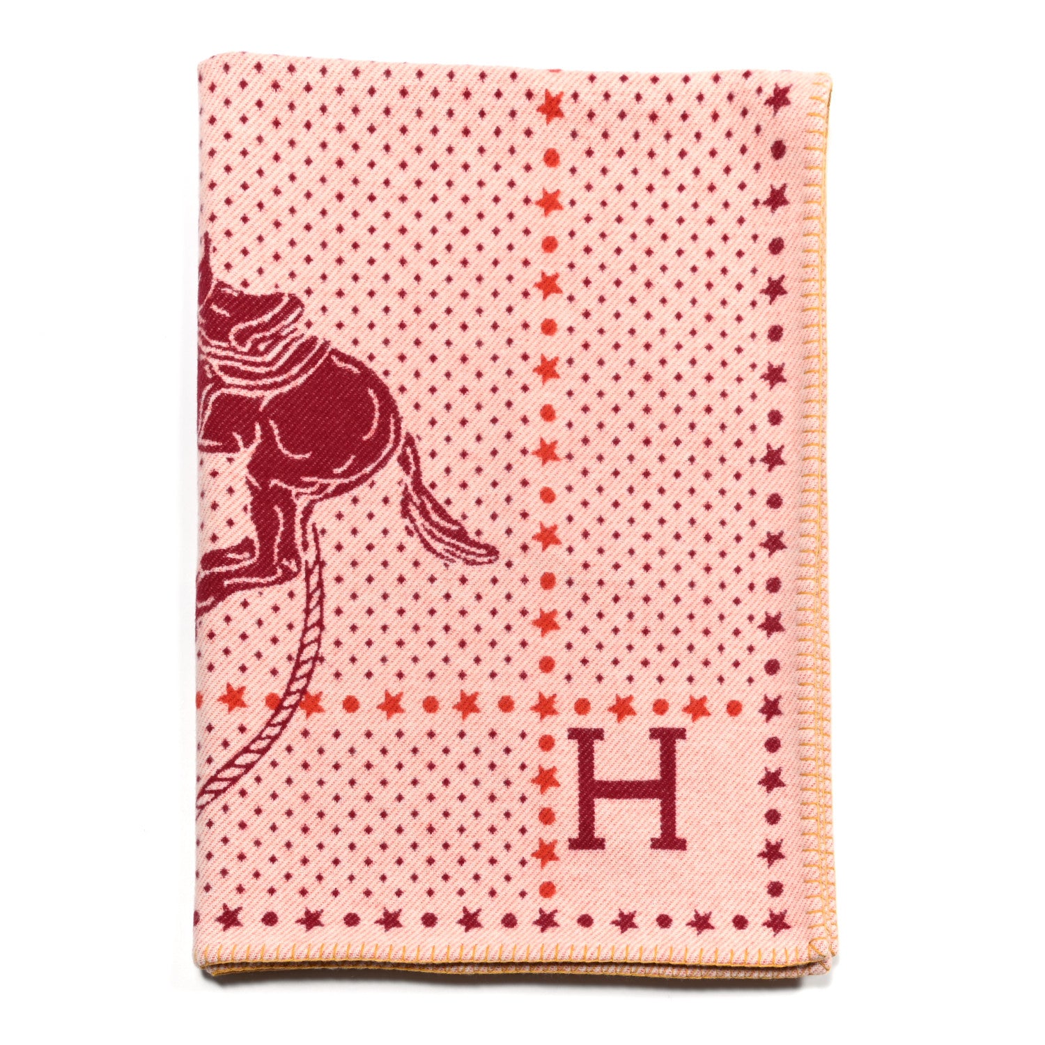Hermes Wool Cashmere Western And Company Blanket Rouge H 1 of 4