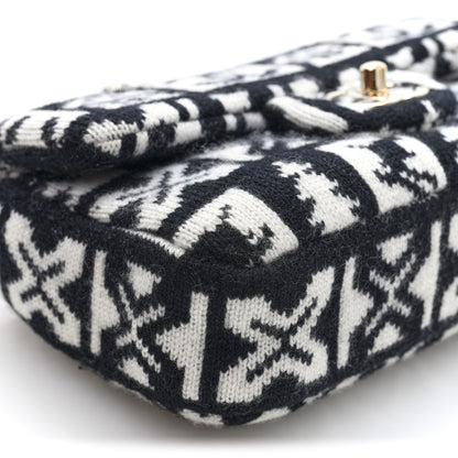 Chanel Cashmere Knit Coco Neige Flap Black White 9 of 10