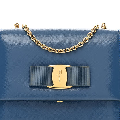 Salvatore Ferragamo Hammered Calfskin Mini Vara Bow Crossbody Bag Blue 5 of 11
