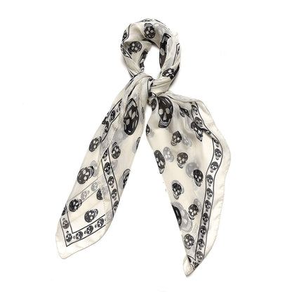 Alexander McQueen Silk Chiffon Skull Scarf Ivory Black 1 of 5