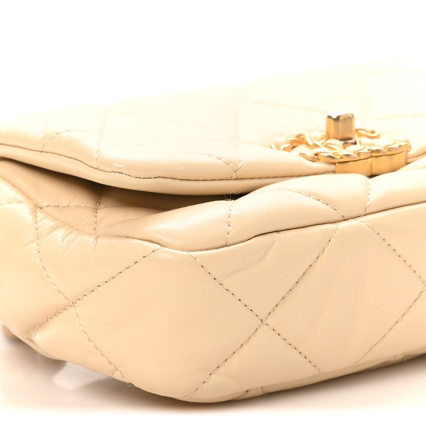Goatskin Quilted 19 Waist Bag Light Beige