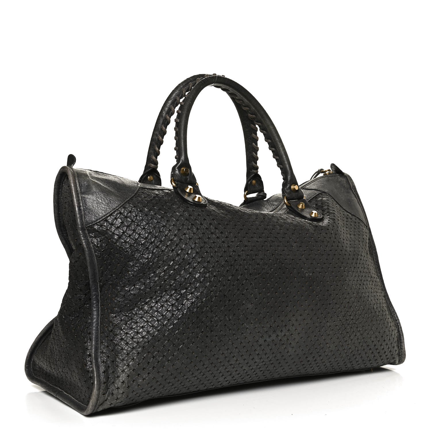 Balenciaga Agneau Laser Cut Cross Classic Gold Hardware Work Grey 2 of 13