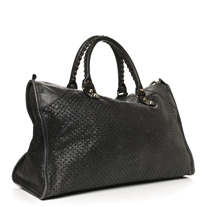 Balenciaga Agneau Laser Cut Cross Classic Gold Hardware Work Grey 2 of 13